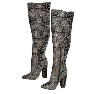 Lauren Lorraine Boots Women’s Size 6 Block Heel Over The Knee Thigh High Sequins